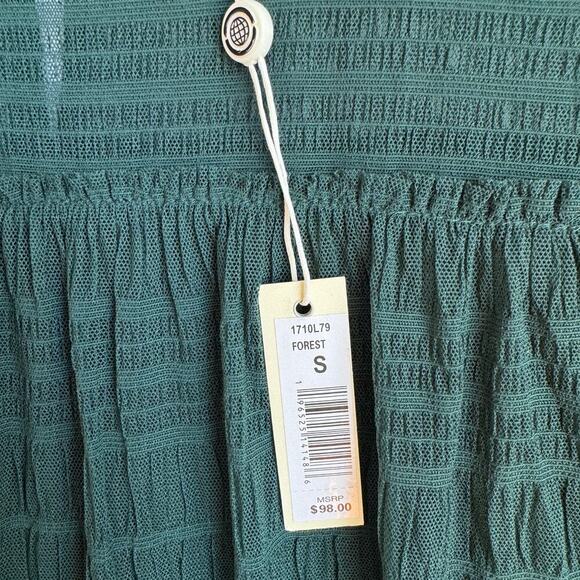 MAX STUDIO Mesh Lace Top In Forrest Green Womens Sz Small Garden Fairy Witchy - Picture 8 of 14